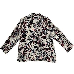 Masai Floral Print Collared Blazer Blouse Size Large